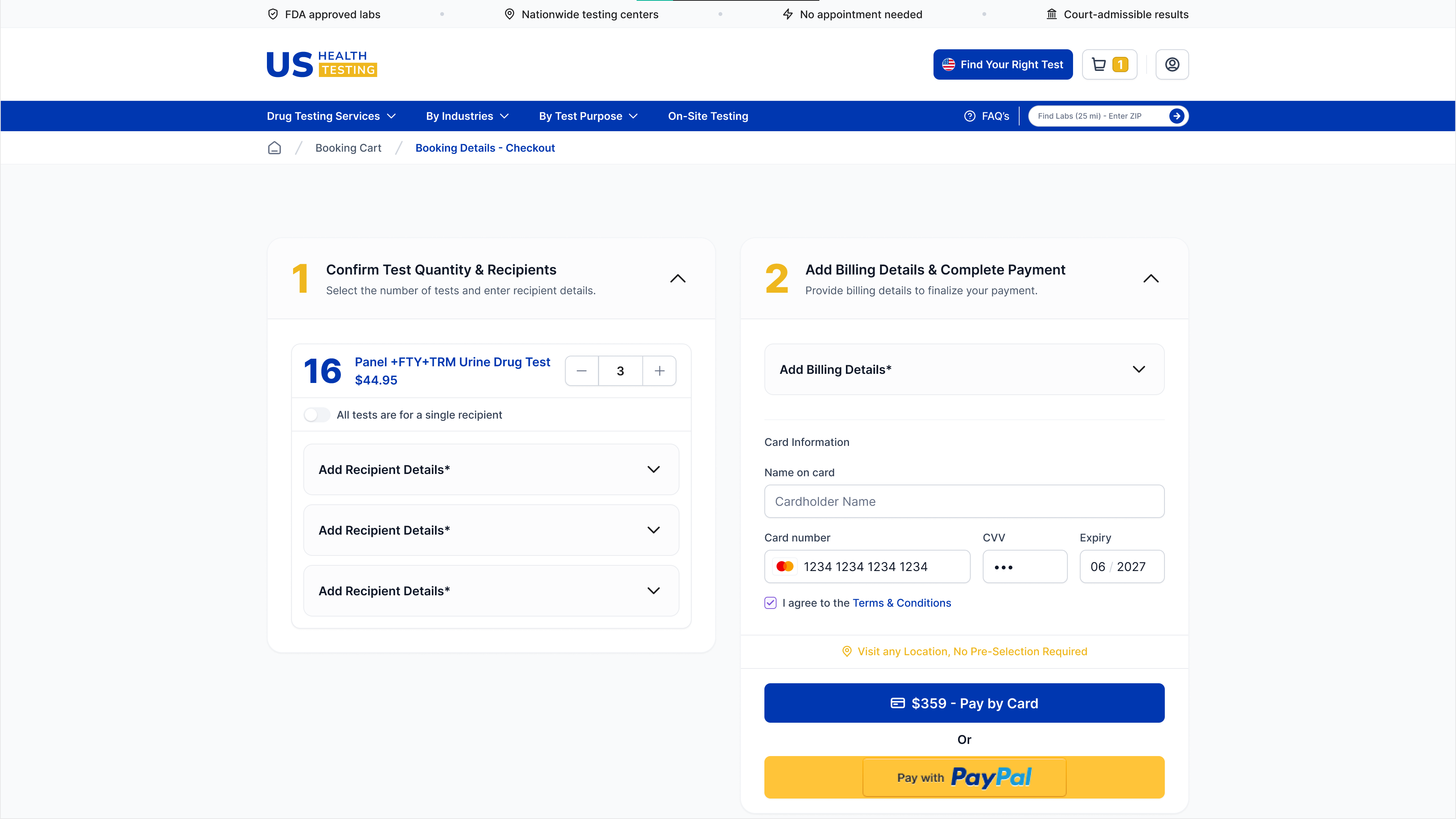 Streamlined single-page checkout interface with clear steps, form validation, and mobile-optimized layout